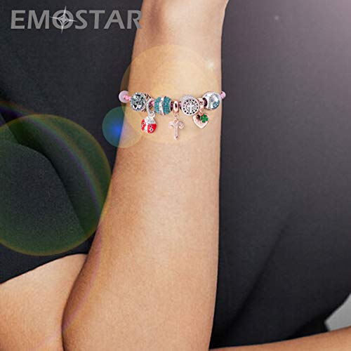 EMOSTAR Zodiac Sign Charms fits European Charm Bracelet – Rose Gold 925 Sterling Silver Necklace Pendant, 12 Horoscope Constellation Dangle CZ Birthstone Beads, Gifts for Women/Men/Birthday - color: Aries (3.21 – 4.19)