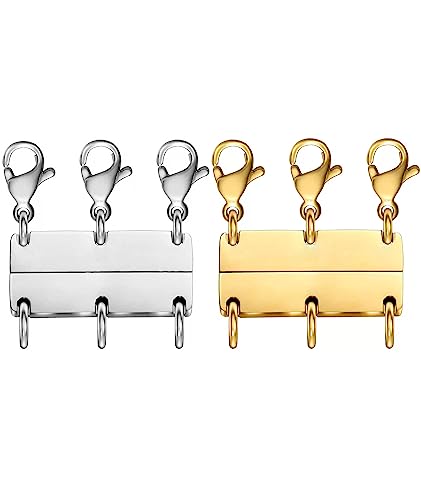 Dailyacc Layering Magnetic Necklace Clasp,18 K Gold and Silver Separator for Stackable Necklaces - color: 2PCS - 3Silver 3Gold