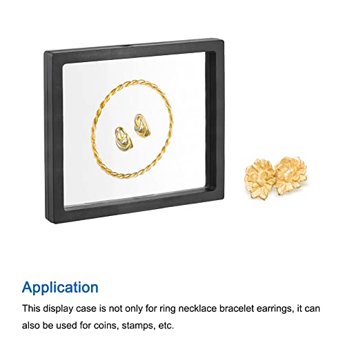 MECCANIXITY Floating Frame Display Holder Stand 3D Jewelry Display Box 5.51 x 5.51 x 0.79 inch Black for Ring Necklace Bracelet Earring Pack of 2 - color: Black, size: 5.51 x 5.51 x 0.79 inch