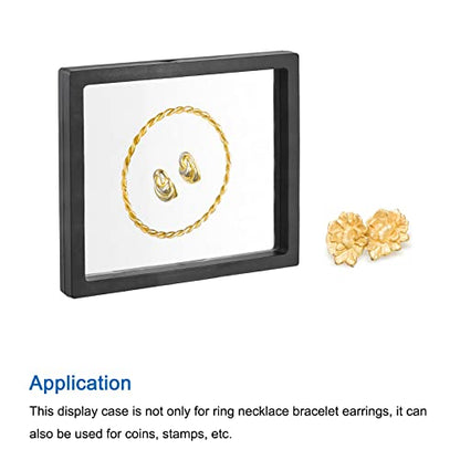 MECCANIXITY Floating Frame Display Holder Stand 3D Jewelry Display Box 5.51 x 5.51 x 0.79 inch Black for Ring Necklace Bracelet Earring Pack of 2 - color: Black, size: 5.51 x 5.51 x 0.79 inch