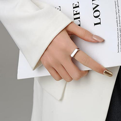VQYSKO 14K Gold Plated Signet Ring | Statement Band Jewelry for Women - color: Silver + White