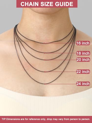 FOCALOOK Womens Chain Necklace, 1/1.4/2mm Thin Cable Link Necklace Chain | Hypoallergenic 316L Stainless Steel, Non Tarnish, Sturdy Chain for Pendants, 14K Gold Plated/Silver/Rose Gold/Black, 14-30" - color: 1.4mm Black, size: 24 Inch