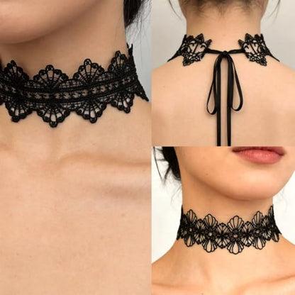 Pink Lace Choker Necklace Set, 10 Pieces - color: Black-3