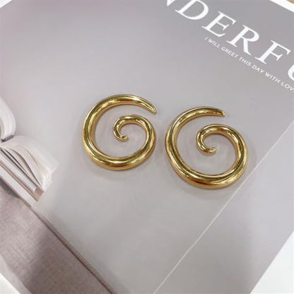 2PCS Spiral Snail Stainless Steel Gold Plated Ear Tapers Plugs Tunnels Expander Hanger Gauges Earrings Stretching Body Piercings Fashion Jewelry for Women Men - size: 00g(10mm)