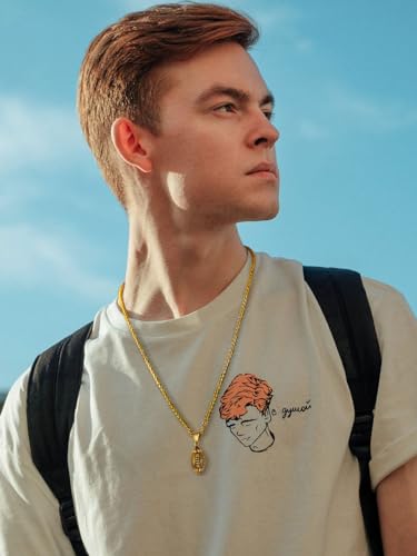 GOLDCHIC JEWELRY Sport Necklaces for Men Teen, Football Baseball Soccer Basketball Softball Necklaces with Stainless Steel Chain Athlete Jewelry Sports Fan Gift - color: American Football Pendant-Gold, style: Personalised Engraving