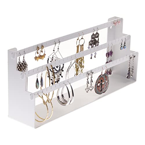 Angelynn's Freestanding or Wall Mounted Earring Holder Organizer Rack, Daelyn White, 6" x14 1/2" - color: White, size: Daelyn 6"x14 1/2"