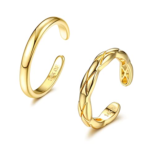 IRONBOX 14K Gold Filled Toe Rings for Women Simple Open Band Toe Ring Adjustable Toe Rings - color: Gold A