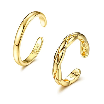IRONBOX 14K Gold Filled Toe Rings for Women Simple Open Band Toe Ring Adjustable Toe Rings - color: Gold A