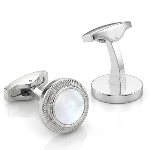 Tuxedo Cuff Links,Cufflinks for Men | Stainless Steel, Lead-Free and Nickel-Free, Gift Box Packed, Boyfriend Husband Father, Wedding Party Anniversary Birthday - color: White