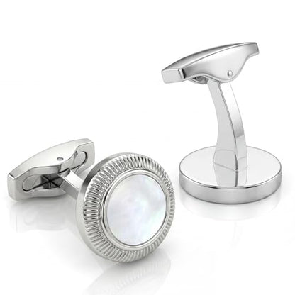 Tuxedo Cuff Links,Cufflinks for Men | Stainless Steel, Lead-Free and Nickel-Free, Gift Box Packed, Boyfriend Husband Father, Wedding Party Anniversary Birthday - color: White