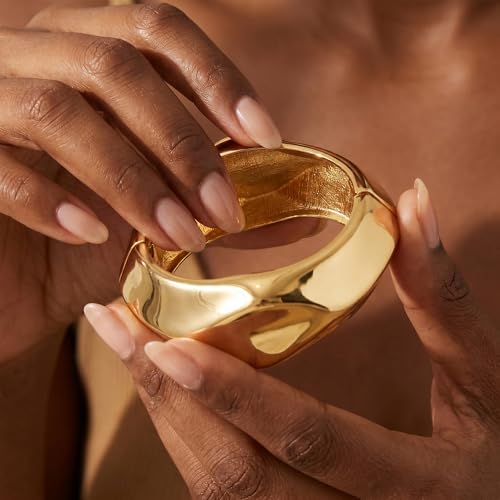 Chunky Gold Bangles Bracelet for Women Trendy Statement Bracelet Dainty Charm Gold Jewelry - color: Cut Bangle
