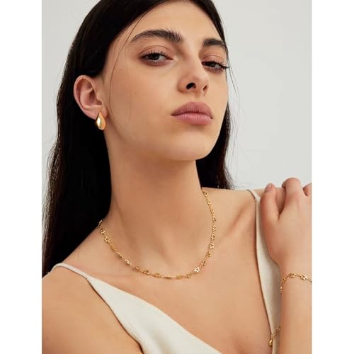 Statement Chunky Gold Earrings for Women Unique Square Stainless Steel Heaven Mayhem Button Stud Earrings Trendy Jewelry - style: Gold Teardrop