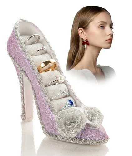 Jewelry Display Stand, Earring Necklace Ring Holder, Model Dress High heeled Shoes Earring Necklace Ring Jewelry Holder Stand Display (Purple) - color: Purple