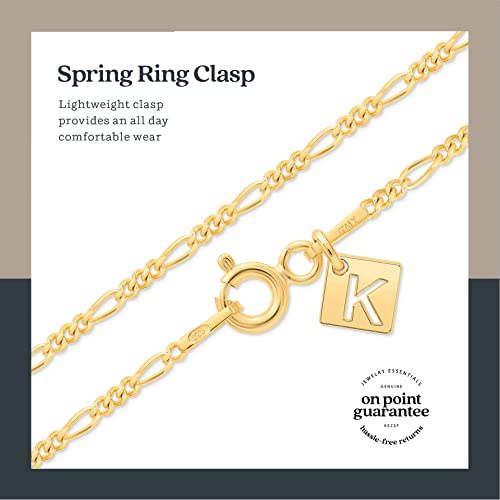KEZEF Sterling Silver 1.5mm Figaro Chain Necklace for Women - 925 Italian Diamond Cut Chain, Available in Silver, 18K Yellow Gold, Rose Gold, 16-30 Inches - color: 18kt Gold, size: 16 Inch