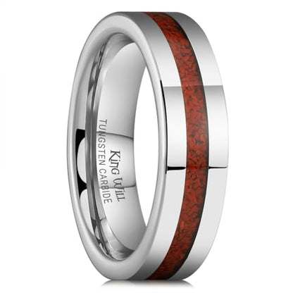 King Will Wood Wedding Band Wood Inlay for Men - color: Gunmetal-6mm