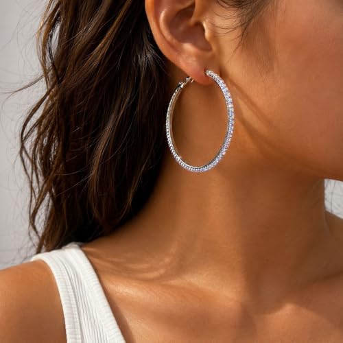 Big Chunky Gold Hoop Earrings for Women Beaded Large Statement Earrings Lightweight Fashion Jewelry Daily Wear Party Gift - color: F3:Colorful 6.5cm