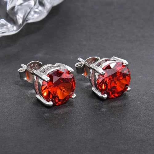 Adabele Authentic Sterling Silver Birthstone Stud Earrings 6mm 8mm Cubic Zirconia Imitation Diamond Gemstone Hypoallergenic Nickel Free Tarnish Resistant Women Fine Jewelry - color: January, size: 8mm/2 Carat/Large