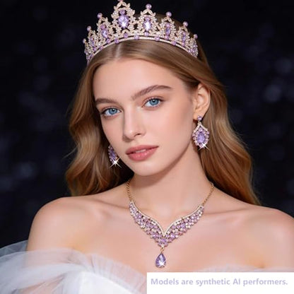 Kamirola - Queen Crown and Tiaras Princess Crown for Women Crystal Headbands for Bridal, Princess for Wedding and Party - color: Gold&Purple