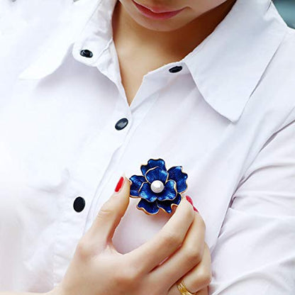 seven wolves Brooches for Women Austria Crystal Brooch Pins Rhinestones Brooches Daily Wearing Breastpin with Boxes - color: Blue 3