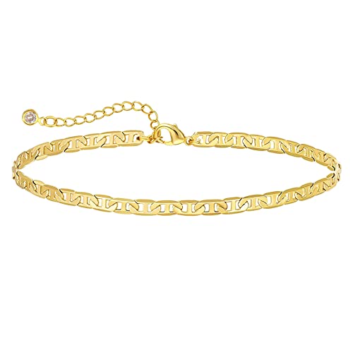 DEARMAY Gold Anklets for Women Waterproof | Non Tarnish14K Gold Plated Ankle Bracelets Set Stack, Summer Beach Jewelry Gifts for Vacation - color: Gold Anklet-U