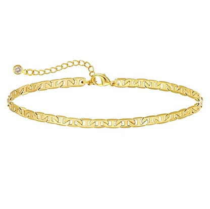 DEARMAY Gold Anklets for Women Waterproof | Non Tarnish14K Gold Plated Ankle Bracelets Set Stack, Summer Beach Jewelry Gifts for Vacation - color: Gold Anklet-U