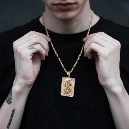 Stainless Steel Gothic Y2K Punk Rock Emo Biker Pendant Necklace | Cosplay Vintage Viking Alt Edgy Fashion Charm Necklace Jewelry for Men Women Active Daily Wear - style: Dollar Rhinestone