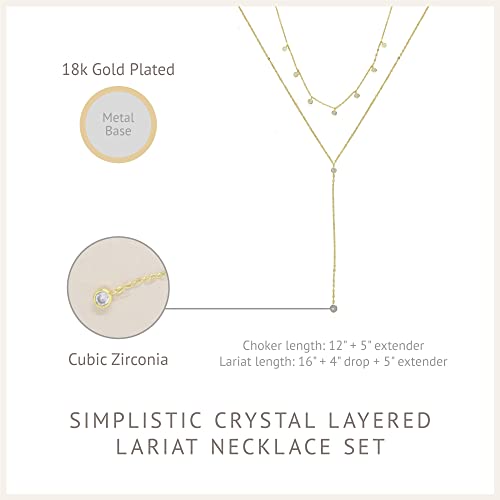Ettika Lariat Necklace for Women. Gold Drop Necklace, Necklaces for Women. 18K Gold or Rhodium Plated Chain. Trendy Jewelry - color: N2076 Gold