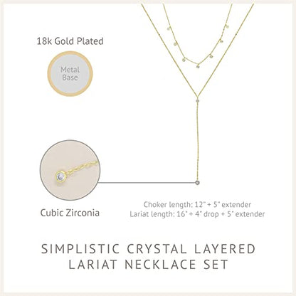 Ettika Lariat Necklace for Women. Gold Drop Necklace, Necklaces for Women. 18K Gold or Rhodium Plated Chain. Trendy Jewelry - color: N2076 Gold