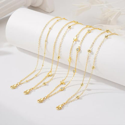 Turandoss Bracelets for Women Trendy | 14K Gold Plated, Dainty CZ Satellite Beads Heart Bracelet Stackable Link Chain Butterfly Bracelet Set Jewelry Gifts - color: Cubic Zircon Butterfly Link Bracelet