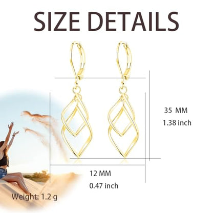 Leverback Earrings Dangle Earrings for Women Dangly Earrings Anniversary Birthday Gifts for Women - style: Double Linear-Gold