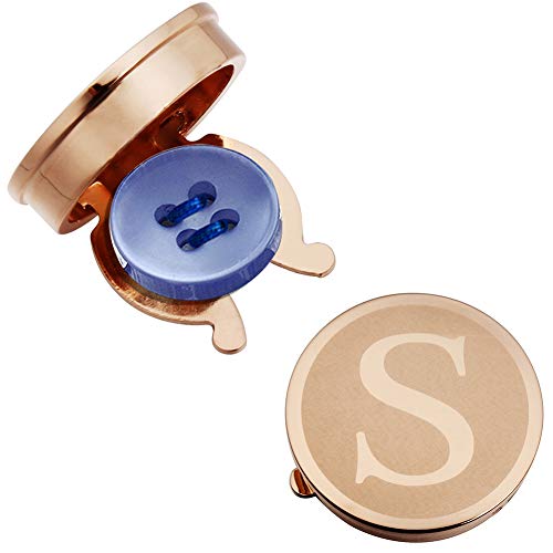 HAWSON Men's Letter Initial Button Cover Cufflinks Letter Rose Gold/Silver Suitable for Formal Business Shirt Letter A-Z - color: Rose Gold Color - S