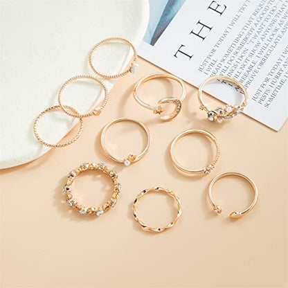 FUTIMELY Boho Retro Stackable Rings Sets for Women Knuckle Joint Finger Knuckle Nail Ring Sets Moon Stars Stack Preppy Statement Rings Cute Trendy Stuff Jewelry - style: G-7
