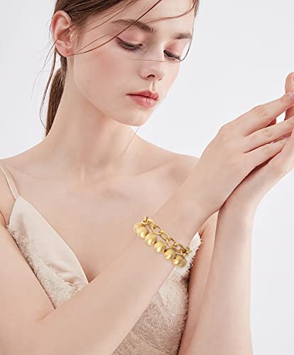 LALAPPLE Gold Plated Beaded Acrylic Bamboo Tube Bangle Bracelets for Women, Colorful Chunky Curved Tube With Gold Plated Pieces Beads Stretch Bracelet Friendship Summer Beach Jewelry - color: B-gold 2pcs
