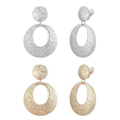 FANZE 2-3 Pairs Clip on Earrings Drop Earrings Set,Big Matte Gold Earrings Statement Earrings Jewelry Gift for Women - color: set-16