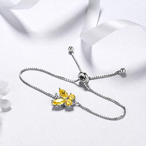 Aurora Tears Butterfly Jewelry,Women 925 Sterling Silver Butterflies Birthstone Pendant Necklace/Earrings/Rings Wedding Gift - color: K.November-set 3