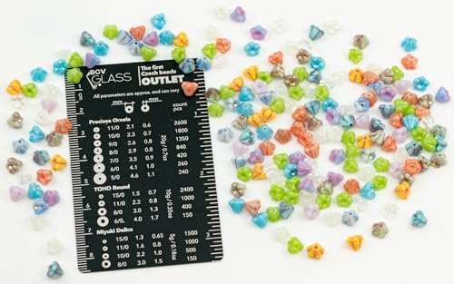 25grams (0.88oz) Tiny Bell Flower Bead Mix (4x6mm), Czech Glass - color: Bell Flower Mix