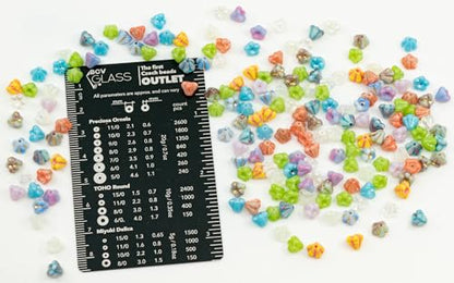 25grams (0.88oz) Tiny Bell Flower Bead Mix (4x6mm), Czech Glass - color: Bell Flower Mix