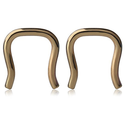 Ruifan 316L Surgical Steel U-Shaped & Staple Nose Septum Hanger Retainer Nose Ring 16g,14g,12g - color: Gold(14G)