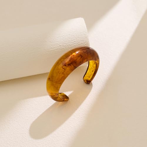 Chunky Acrylic Bangles Bracelets For Women Geometric Acrylic Resin Acetate Mottled Wide Bangle Bracelet Statement Colorful Bangles for Party - color: Cuff Bracelet-Brown