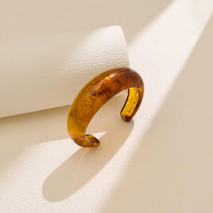 Chunky Acrylic Bangles Bracelets For Women Geometric Acrylic Resin Acetate Mottled Wide Bangle Bracelet Statement Colorful Bangles for Party - color: Cuff Bracelet-Brown