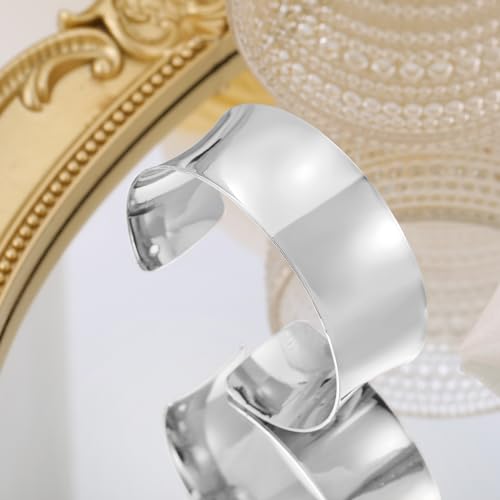 BOMAIL 2PCS Cuff Bangle Bracelets for Women | 14k Gold Sliver Plated,Adjustable,Wide Bangles,Wrist Wrap Cuff,Gold Bracelets Jewelry Gift - color: Sliver-2
