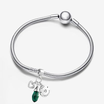 GMXLin Birthstone Birthday Charms Teardrop Love Heart Dangle Bead Compatible With Pandora Charms Bracelets - style: May Birthstone