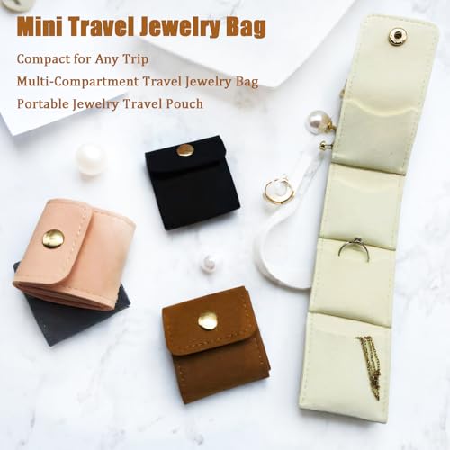 Mini Travel Jewelry Bag, Mini Travel Jewelry Roll Bag with Buckle, Jewelry Rolls (black) - color: black-1PCS