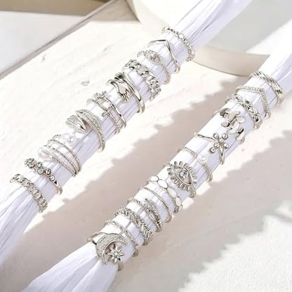 Golden Knuckle Rings Set for Women, 14k Golden Plated Open Stacking Knuckle Midi Rings Dainty Cubic Zirconia Crystal Simple Hollow Cute Rings Pack Jewelry Gifte - color: Silvery 23PCS