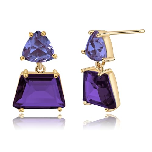 Hypoallergenic Brown Crystal Dangle Earrings for Women | Fashionable Amber Drops Ideal for Sensitive Ears - color: Purple, size: Large