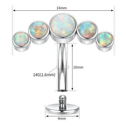G23 Titanium Belly Jewelry 14G Flat Bottom Floating Belly Button Rings Curved Belly Barbell Navel Ring Belly Piercing 8/10/12/14mm Navel Rings Belly Piercings Jewelry for Women - color: Style5:Silver,5 Round White Opal