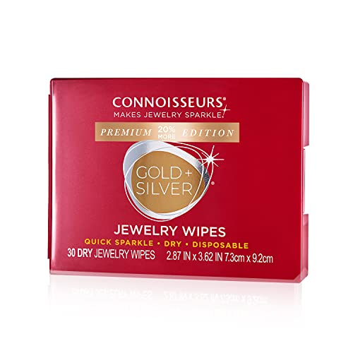 CONNOISSEURS Premium Edition Compact Jewelry Wipes No Rinse Gold and Silver Jewelry Cleaner, Polish and Remove Tarnish to Restore Brilliance, Dry Disposable Wipes, Diamond Dazzle Stik - style: Jewelry Wipes