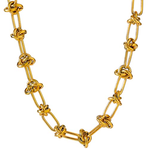 Jude Jewelers Stainless Steel Knotted Braid Chain Classical Plain Collar Choker Necklace - color: Gold