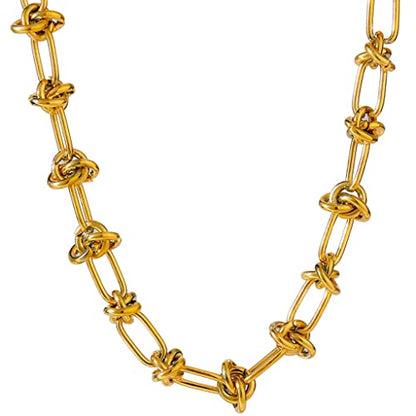 Jude Jewelers Stainless Steel Knotted Braid Chain Classical Plain Collar Choker Necklace - color: Gold