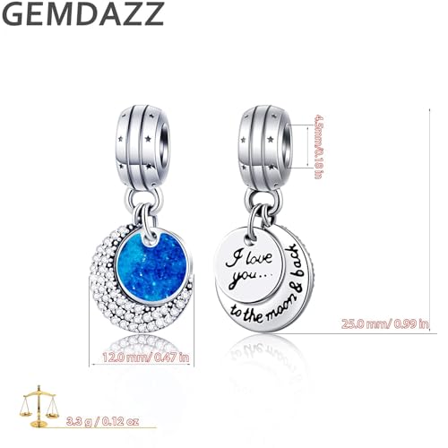 GEMDAZZ 925 Sterling Silver Valentines Day Charms Heart Charms, I Love You to The Moon and Back Pendant, Cupid Arrow and 4 Leaf Clover Beads fit European Bracelets, Gift for Lover/Wife/Girls - color: I Love You to the Moon and Back Charms